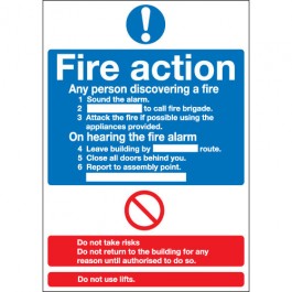 Fire Action sign